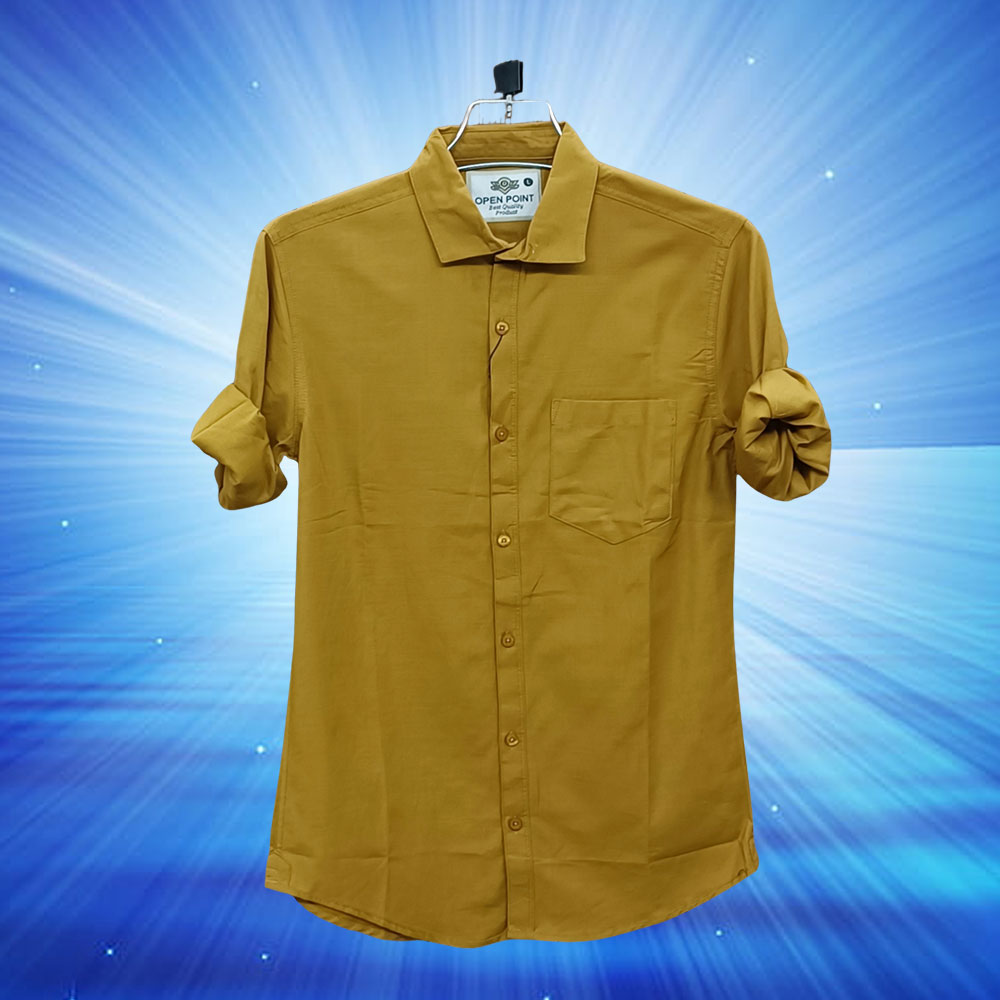 Cotton Solid Shirt for Man- Golden - EF003 