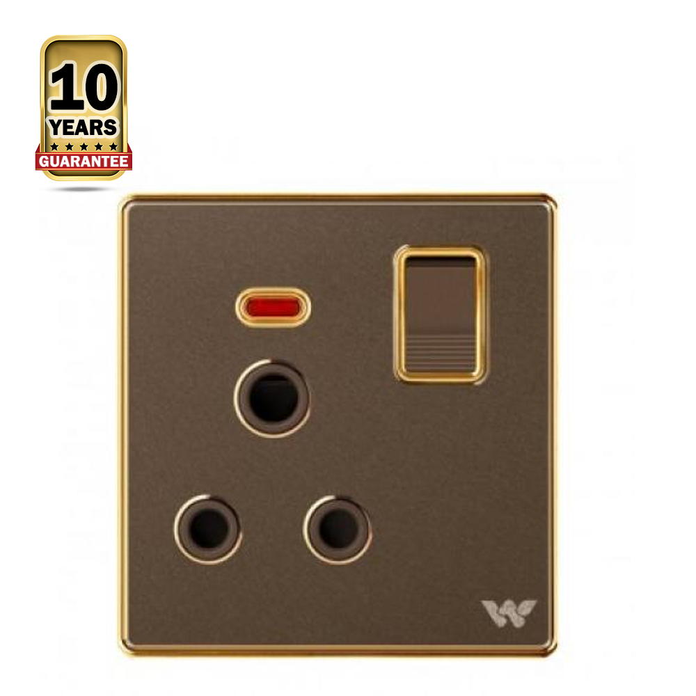 Walton Premio WP3PRS 3 Pin Socket With Switch - Dark Brown