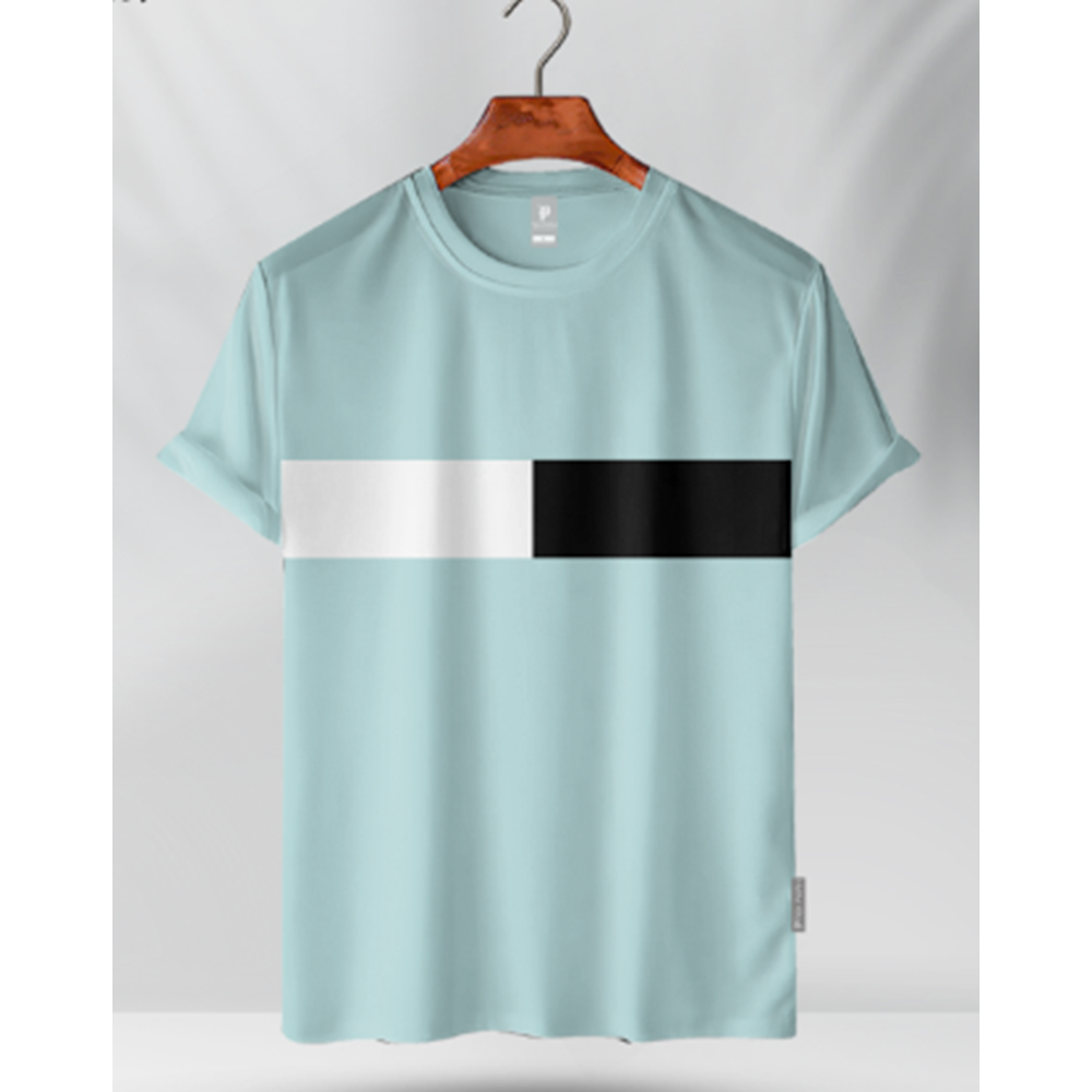 Combed Cotton Half Sleeve T-Shirt For Men - Sky Blue