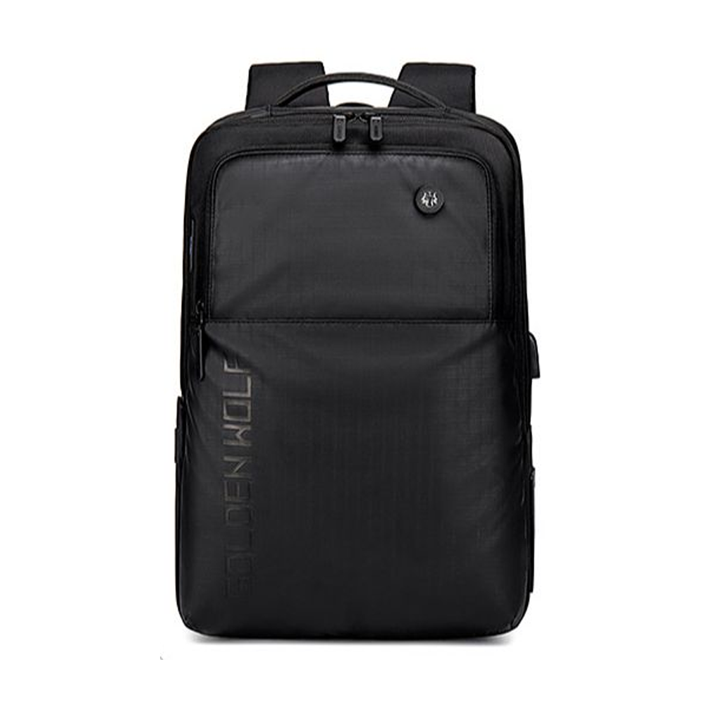 Arctic Hunter USB Charger Laptop Waterproof College Simple Design Backpack for Men's - Black