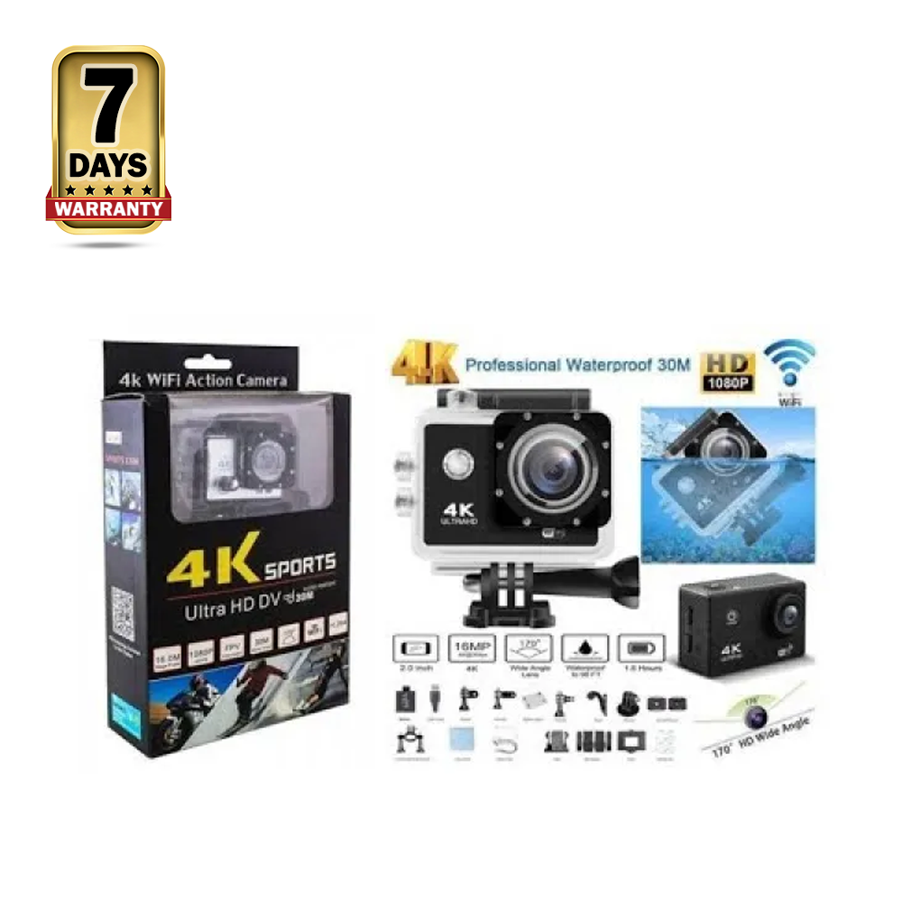 4k Action Ultra HD Camera with Basic Mounts and Accessories - 16MP - Black