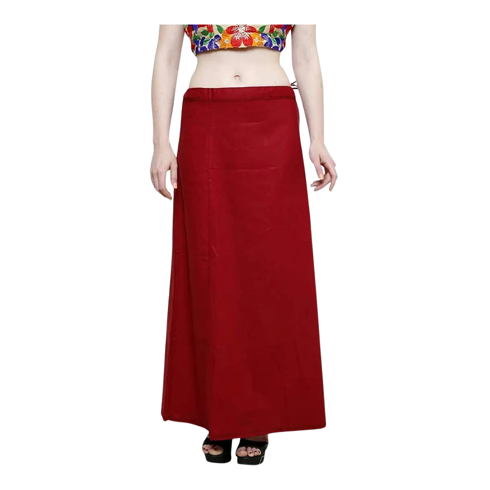 Cotton Saree Petticoat for Women - Maroon