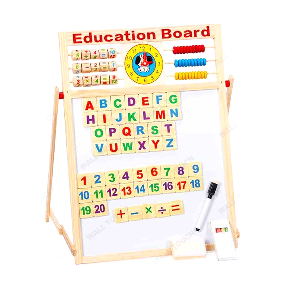 Double Sided Educational Multipurpose Magnetic and Wooden Writing Board - 169030705