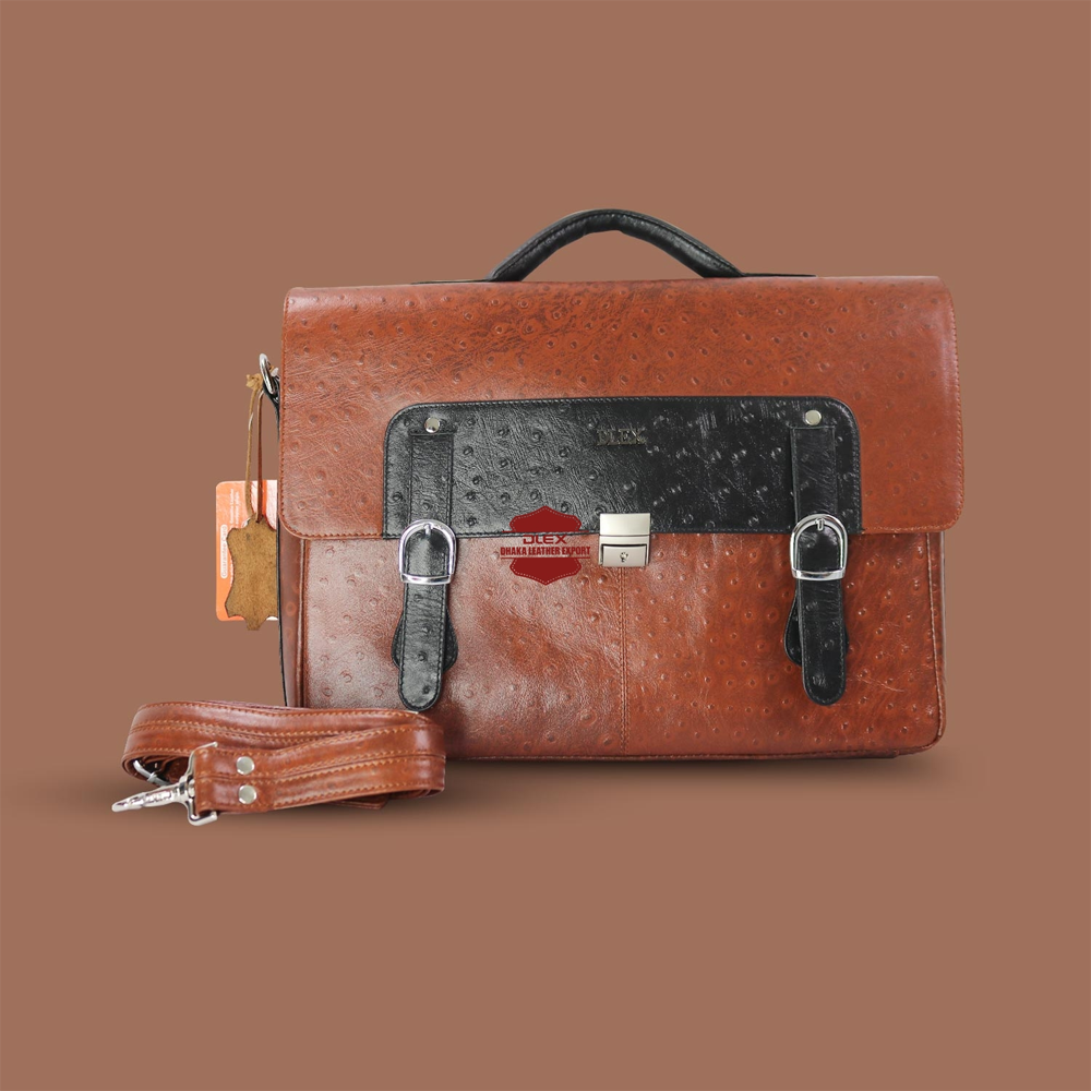 Leather Office Bag - B-31 - Brown and Black