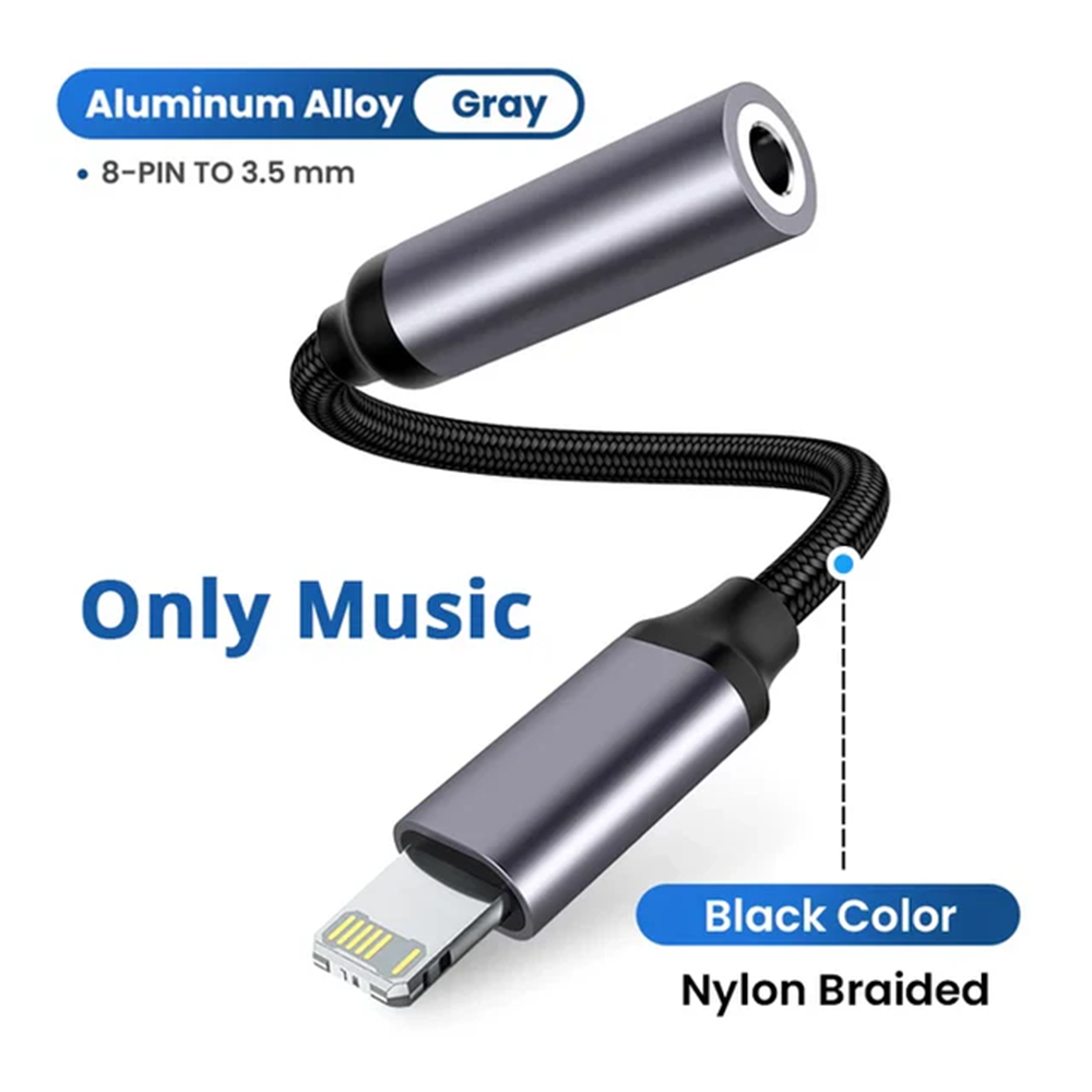 CASIFY T30 Lightning to Headphones Adapter For iPhone - Black