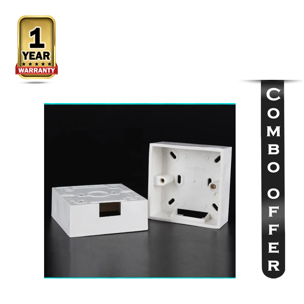 Buy PVC Heavy Duty Mk Type 1 Gang Wall Switch Back Cover Box - White and Get One Free