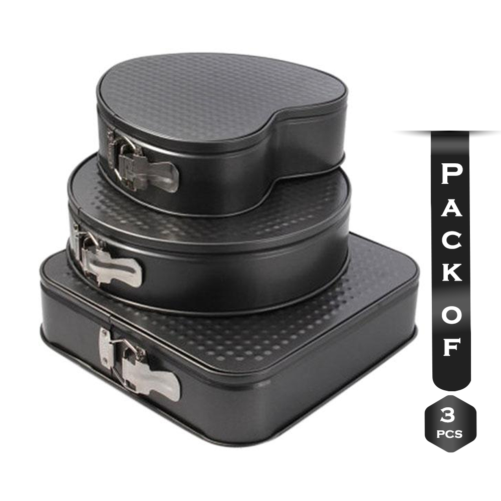 Pack of 3 Pcs Multi Shape Cake Mold Set - Black