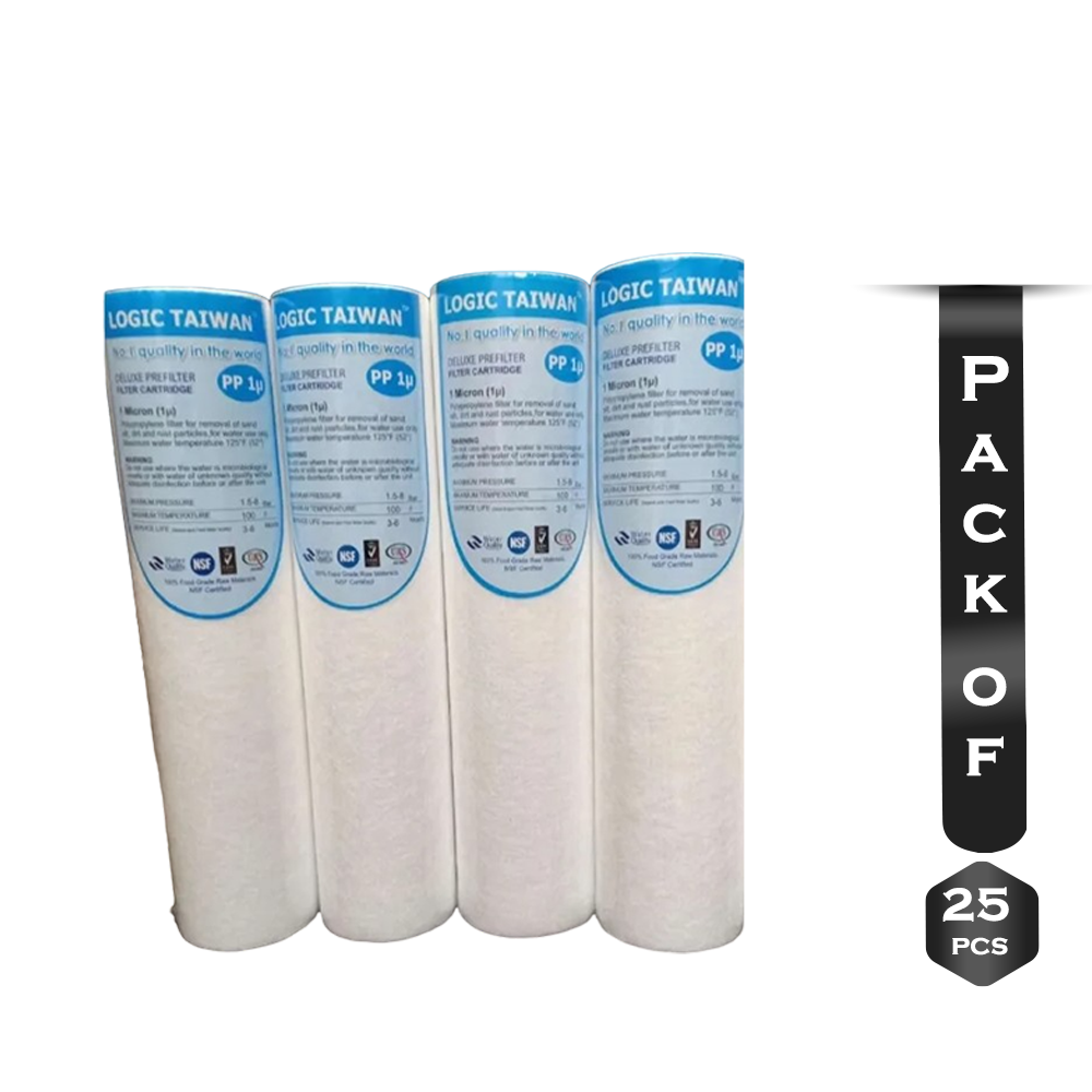 Pack of 25 Pcs Logic Taiwan 1-5 Micron Sediment PP Filter for Water Purifier