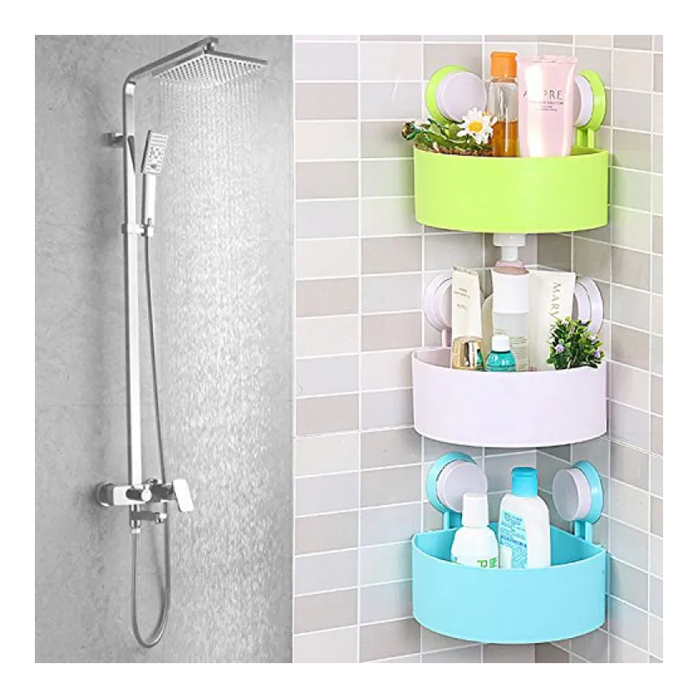 ABS Plastic Triangle Bathroom Corner Shelf Rack - Multicolor