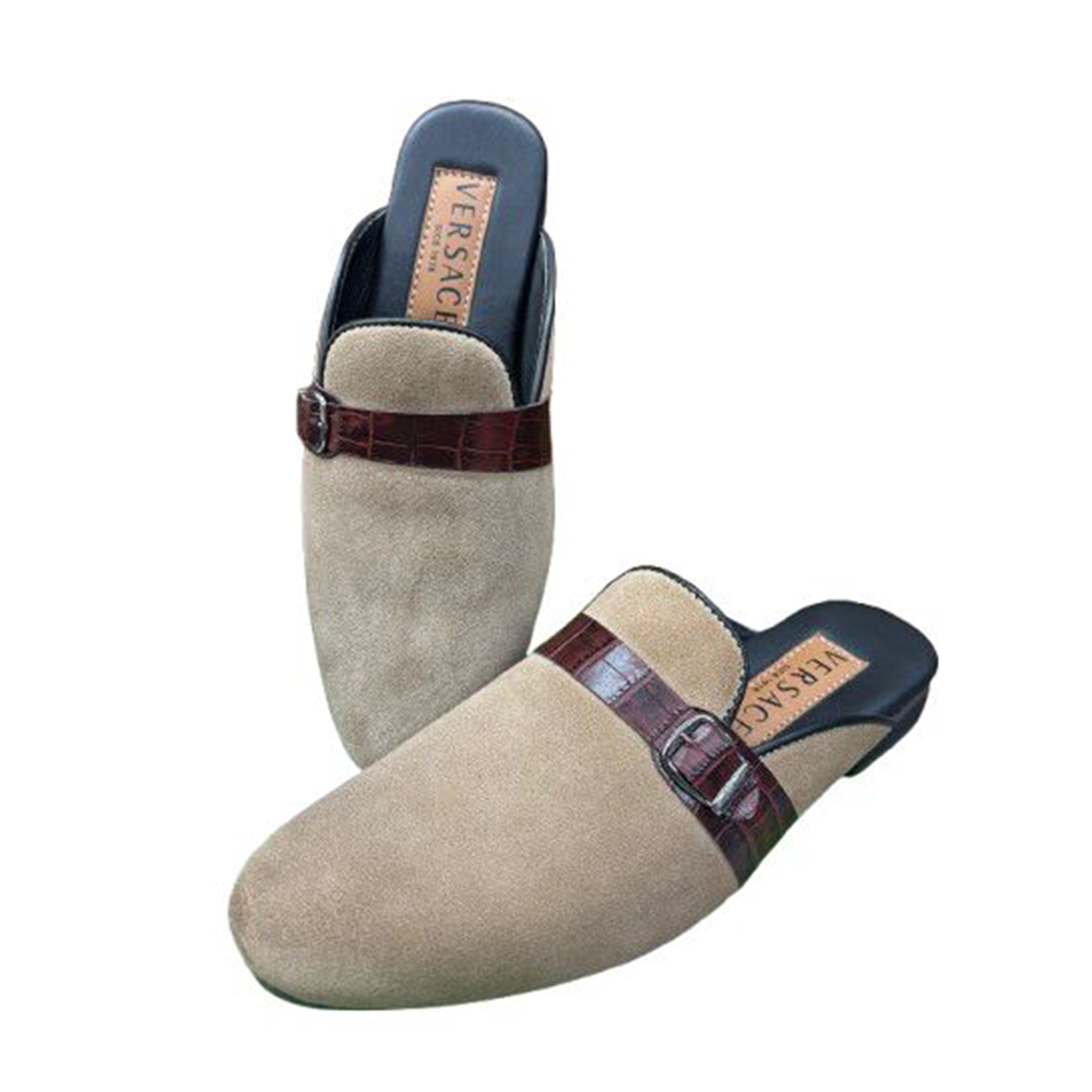 Suede Leather Half Shoe for Men - Beige - 004