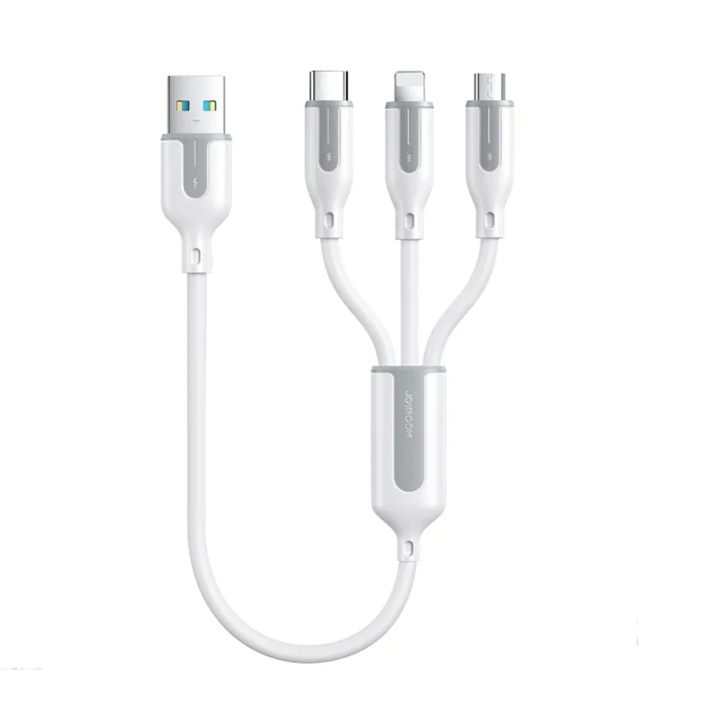Joyroom S-1T3018A15 Ice-Crystal Series 3.5A 3 in 1 Charging Cable - 0.3m - White