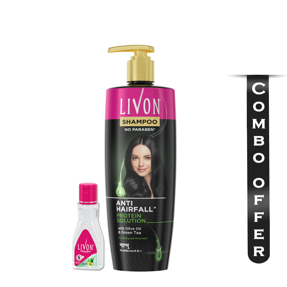 Combo Of Livon Anti Hairfall Protein Shampoo - 300ml With Livon Hair Serum - 18ml - EMB090