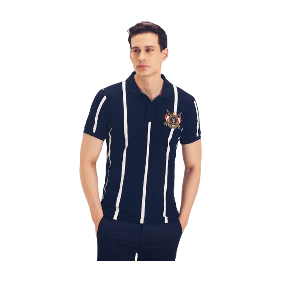 PK Cotton Half Sleeve Polo Shirt For Men - Navy Blue - PT-55