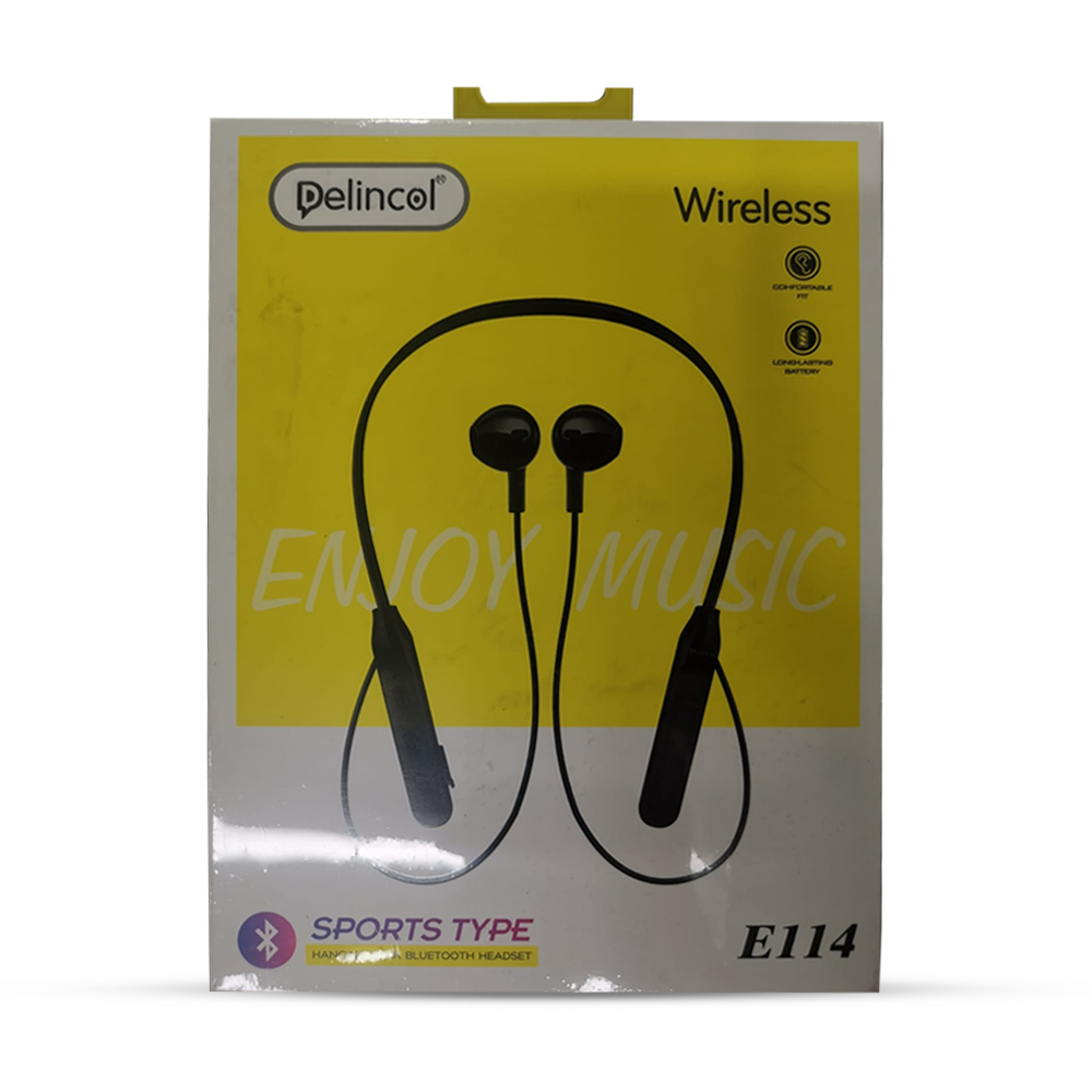 Delincol E114 Sports Wireless Bluetooth Neckband - Black