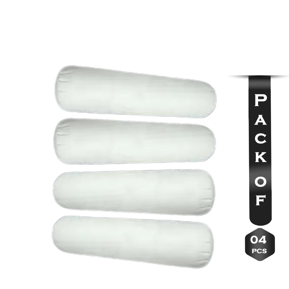 Pack Of 4 Pcs Basundhara Tissue Fabric Fiber Bolster Pillow - 32"x38" - White