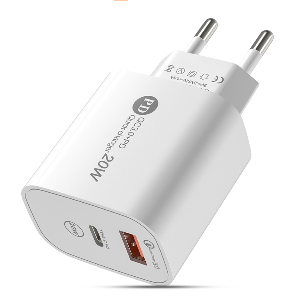 CASIFY UP02 Dual-Port Fast Charger Adapter - 20W - White