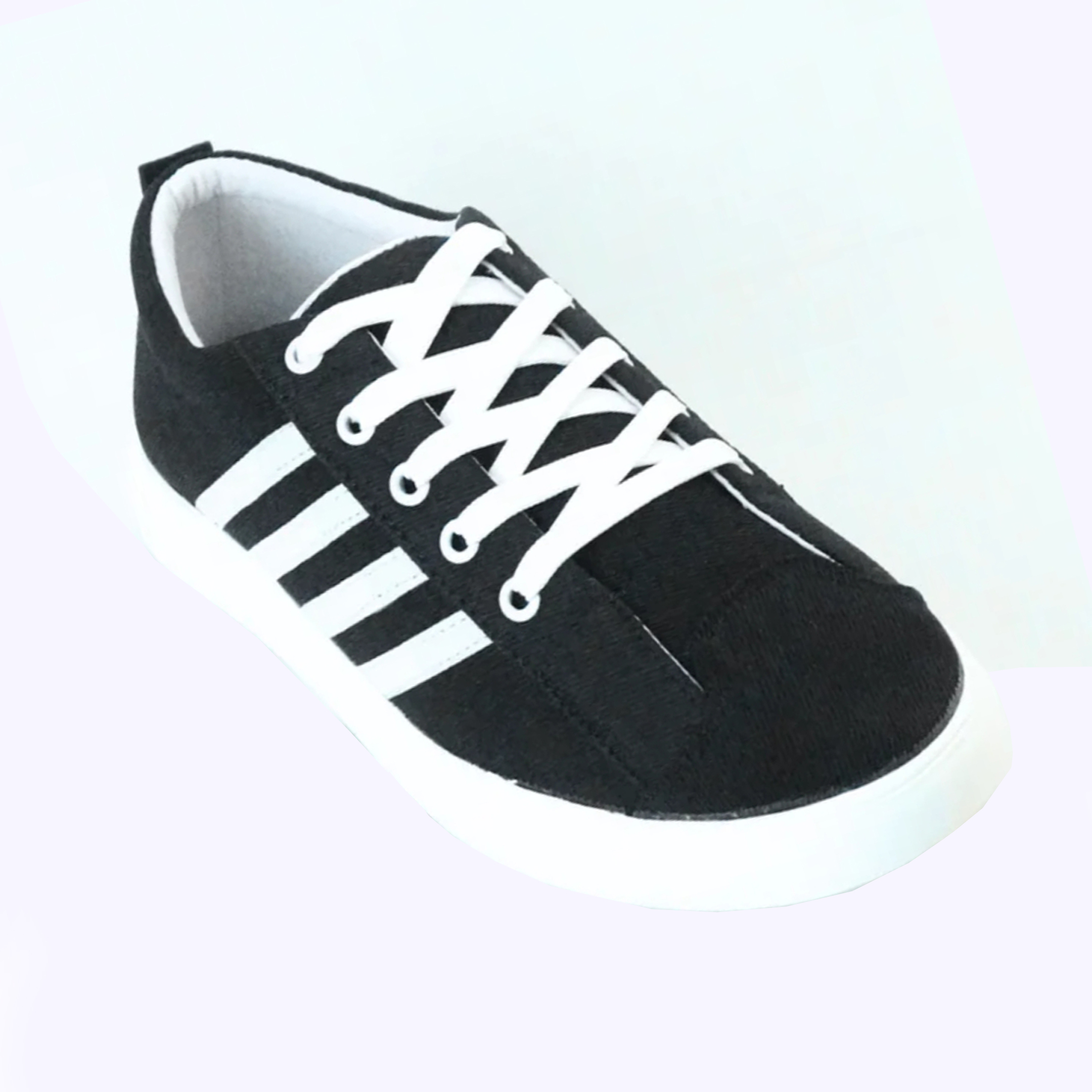 Sport Cord Fabric Sneakers  For Men - Black - BC