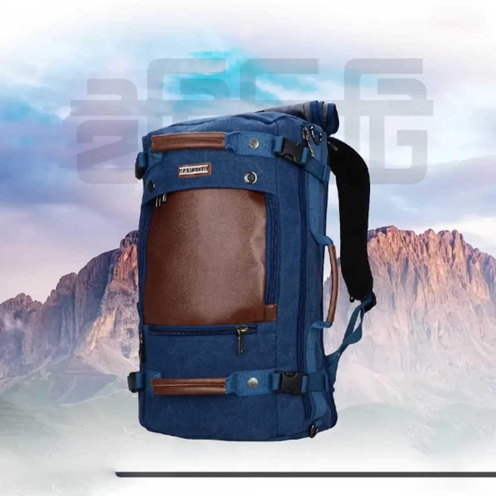 Witzman A2021 Cotton Canvas Travel Backpack - 21 Inch - Dark Blue
