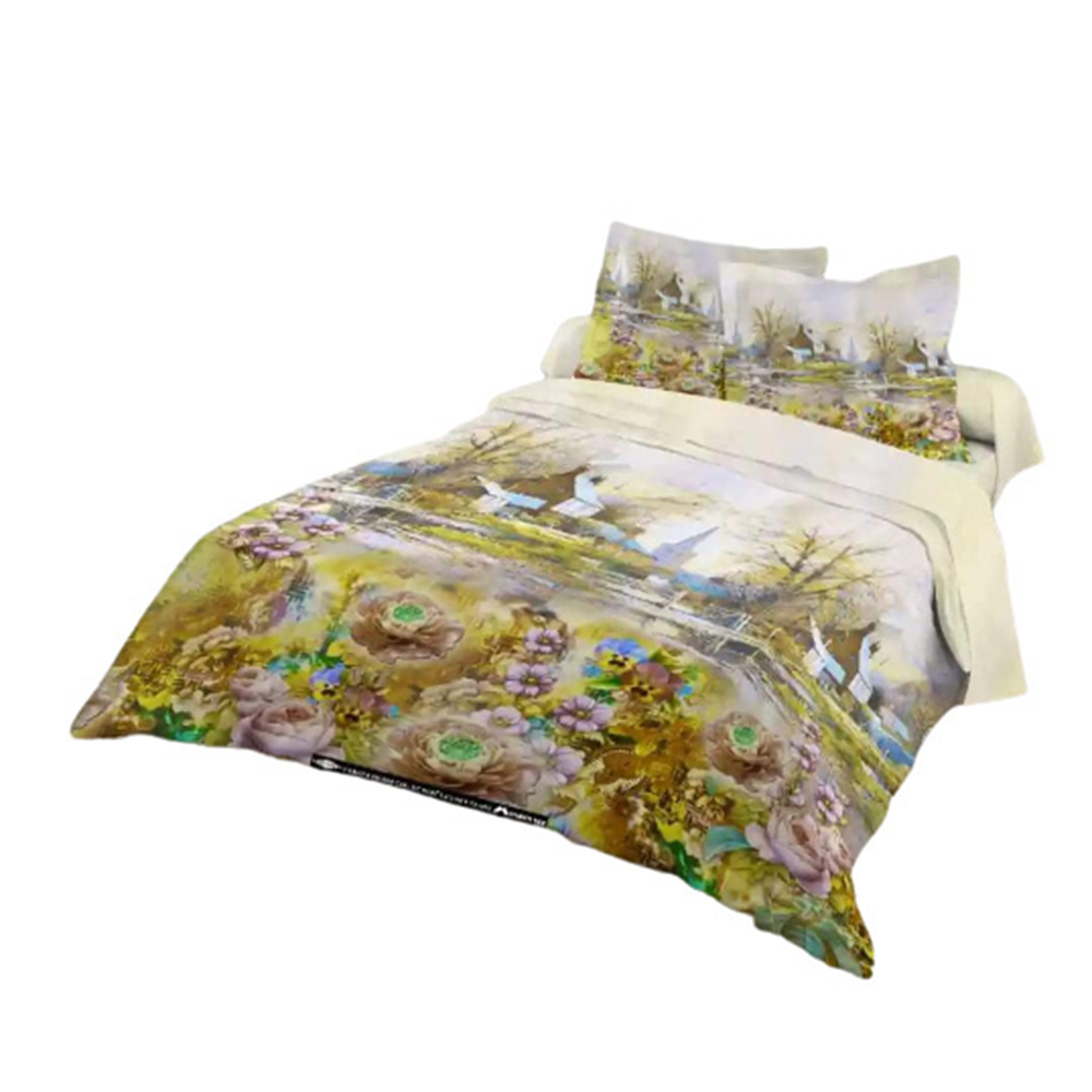 Cotton King Size Bed Sheet with Pillow Cover - 7.5× 8.5 Ft - Multicolor - ST-345