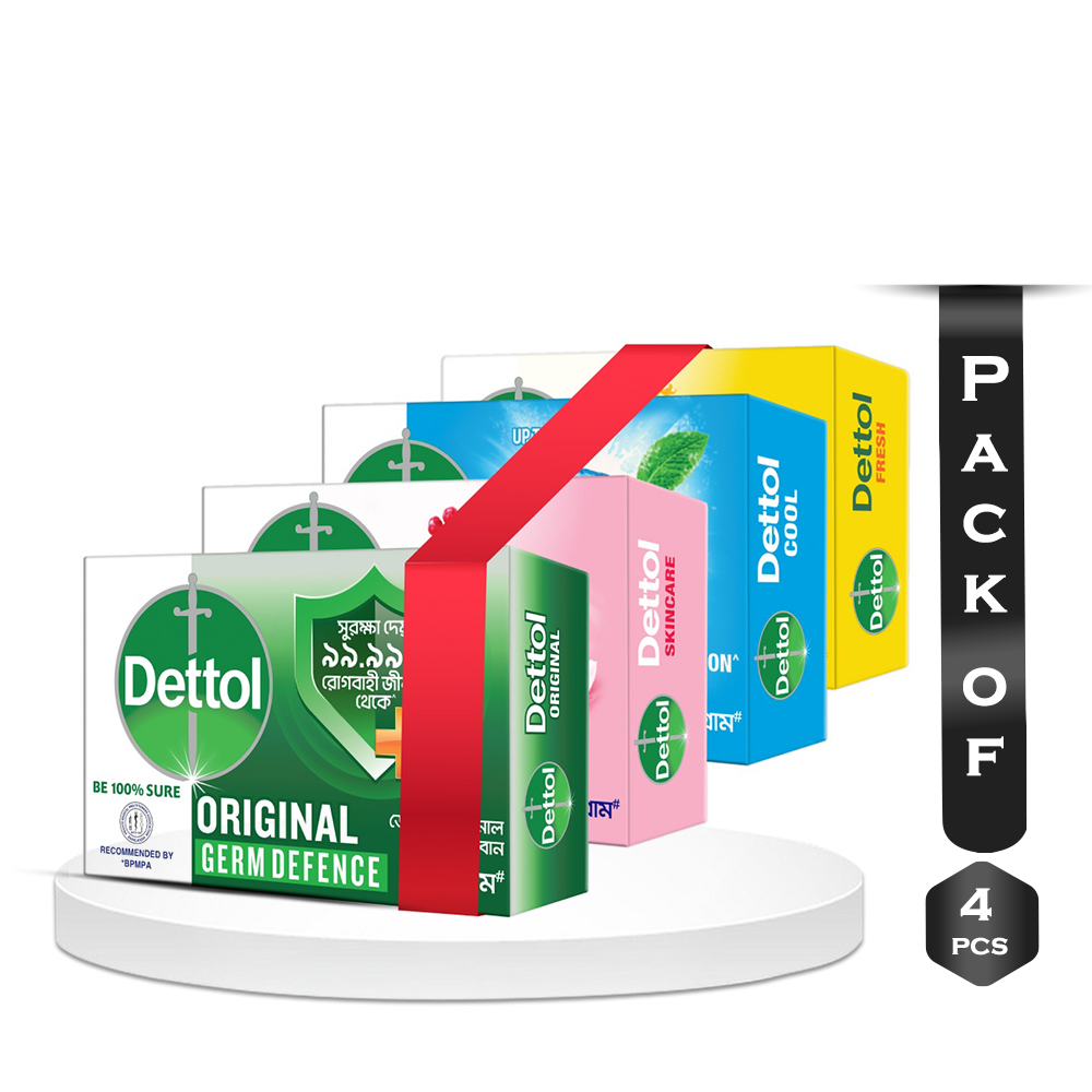 Pack of 4pcs Dettol Original - Skincare - Cool and Fresh Bathing Soap ...