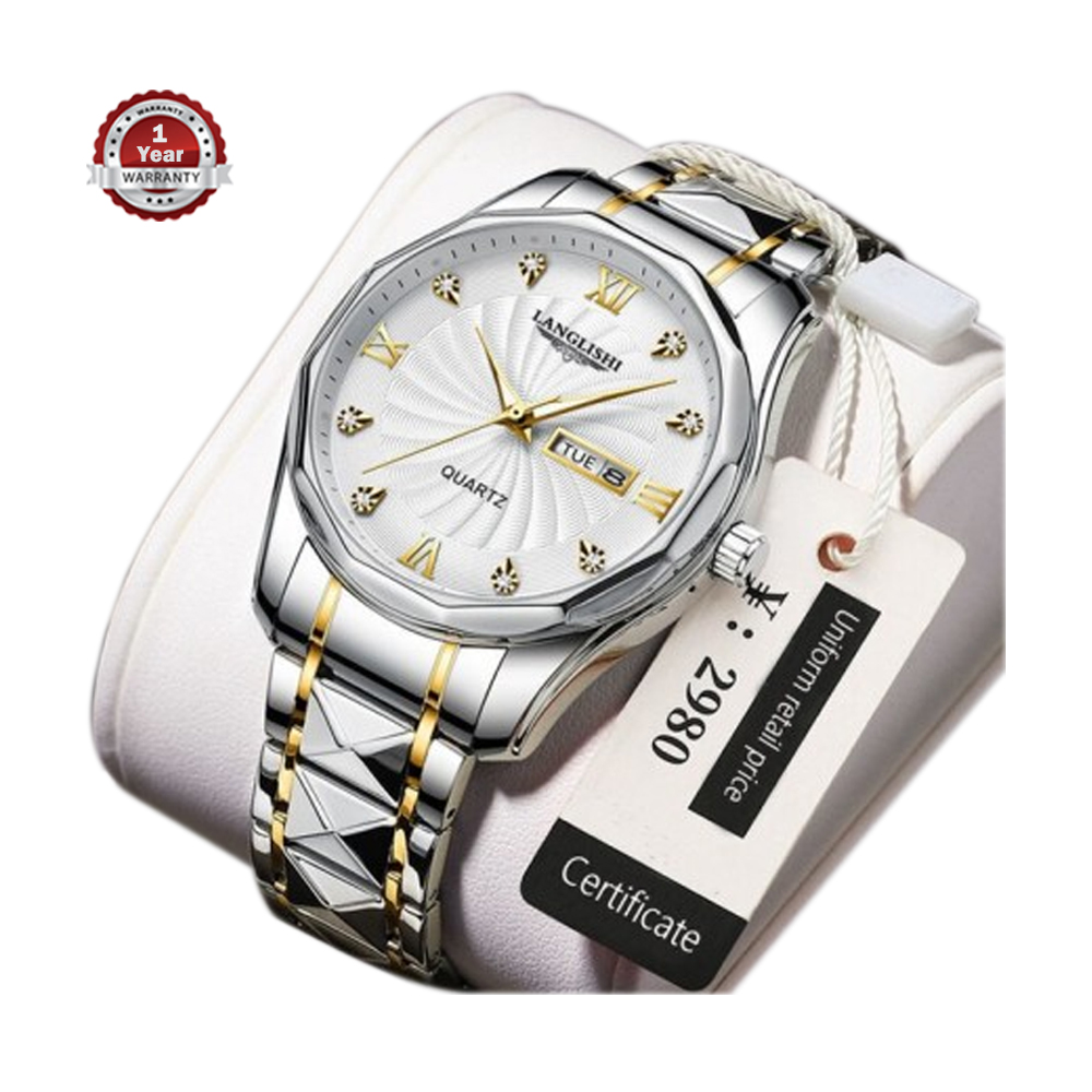 Langlishi 3169 Alloy Premium Quartz Wrist Watch For Men - White