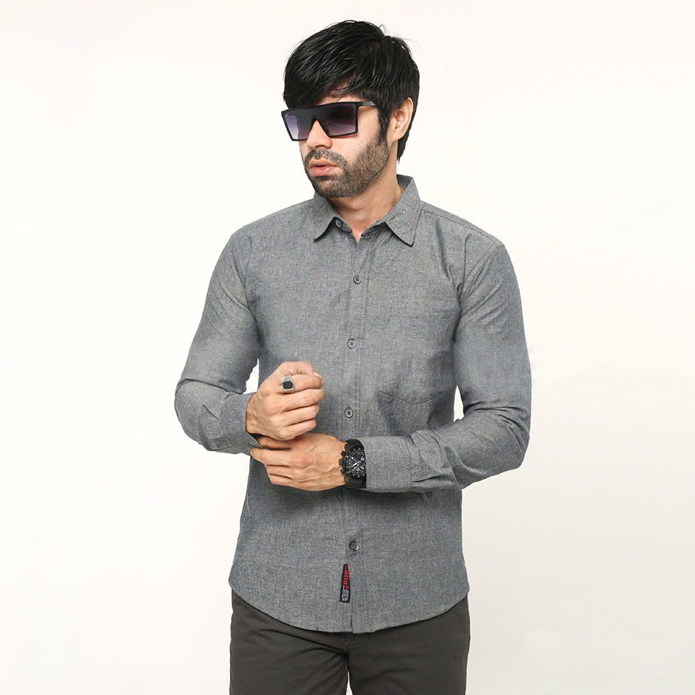 Cotton Shirt For Man - Grey - NZ-5004