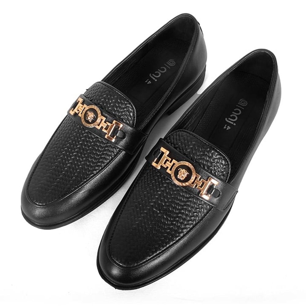 Reno Leather Half Shoes For Men - Black - RH4025