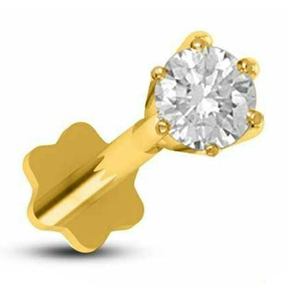 Gold With Diamond Nose Pin For Women - 0.15 ct