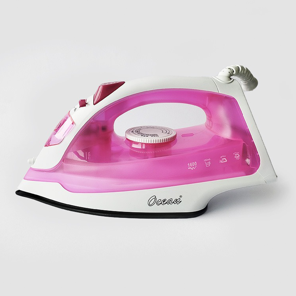 Ocean Steam Teflon Non-Stick Iron - 1600W - Pink - OSI808PN