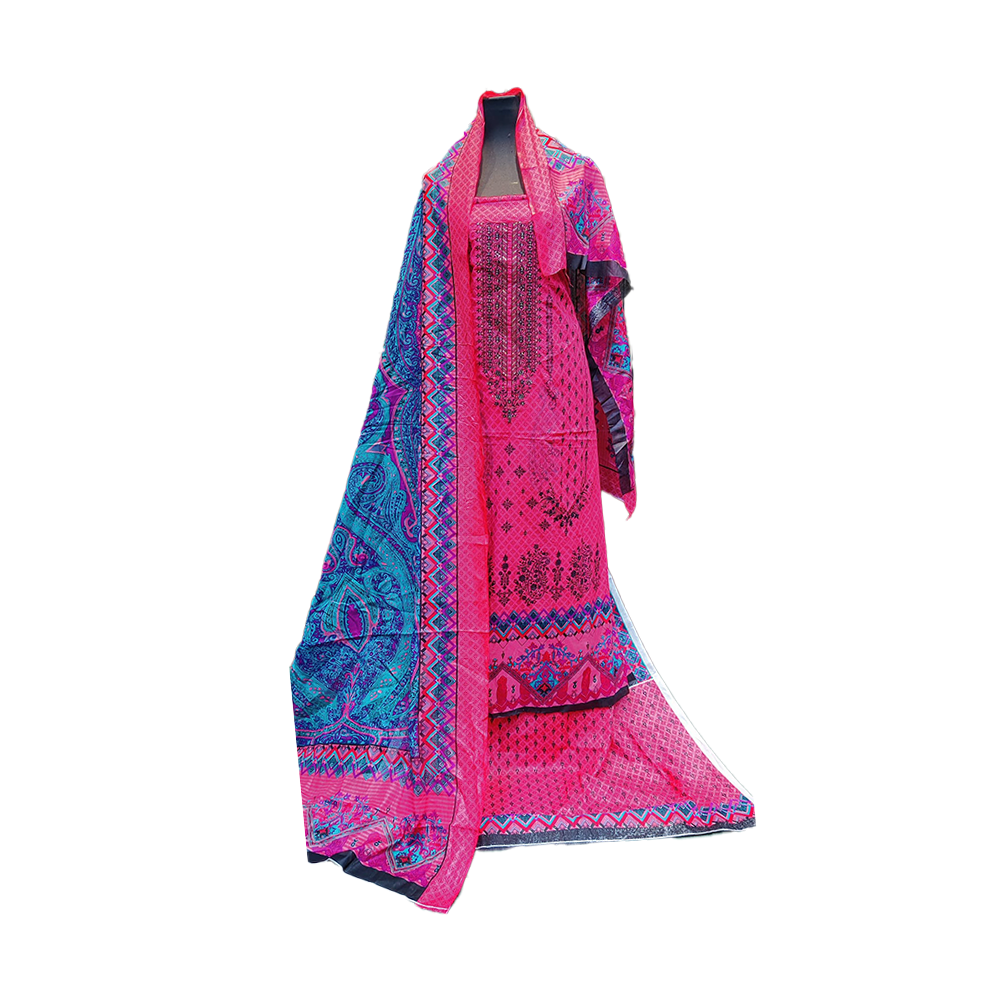 Proud PL-SL00060 Unstiched Cotton Digital Print Lawn Salwar Kameez For Women - Hot Pink