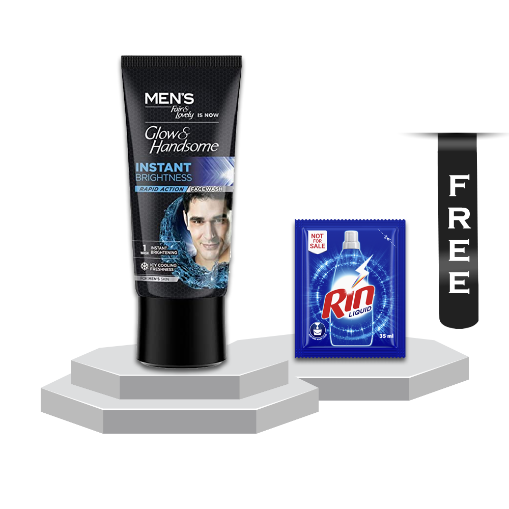 Glow and Handsome Instant Brightness Face Cream For Men - 50gm With Rin Liquid - 35ml Free