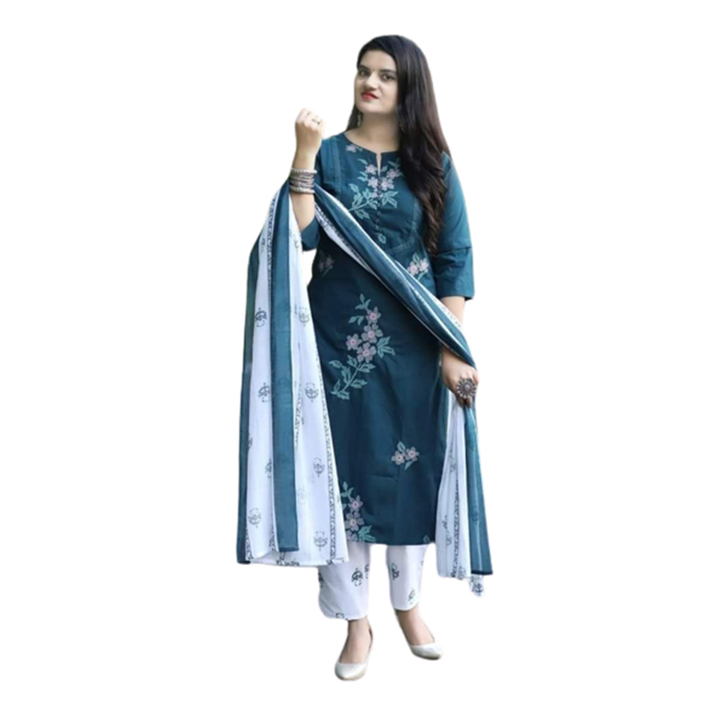 Unstitched Cotton Skin Print Salwar Kameez For Women - Multicolor - 3C-91