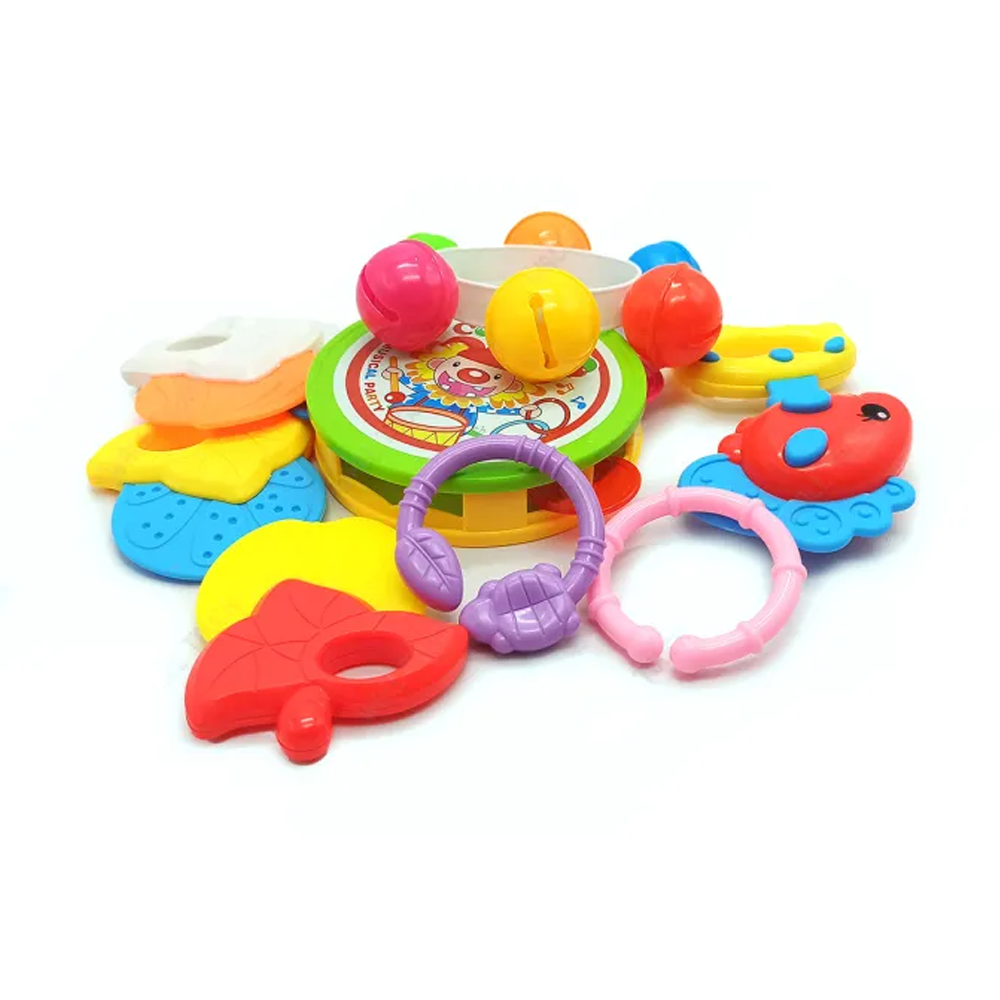 Mimi Bell Ears Rattle And Teether Set For Baby - 5 pcs - Multicolor - mimi_bells_pack_m1