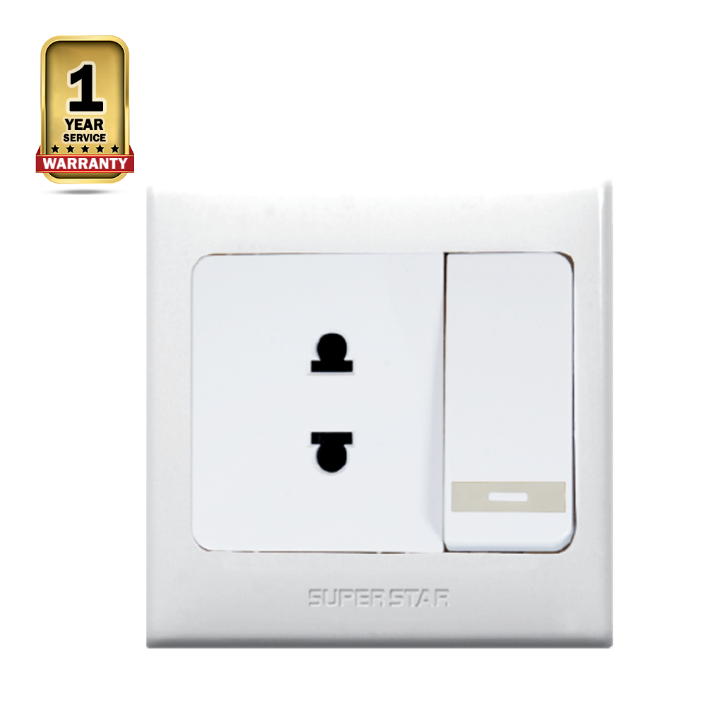 Superstar Rose 10A 2 Pin Socket with Switch - White