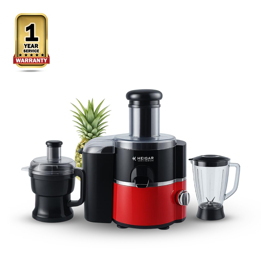 HEIGAR J-505 3 in 1 Juicer Mixer Grinder - 450W - Black and Red