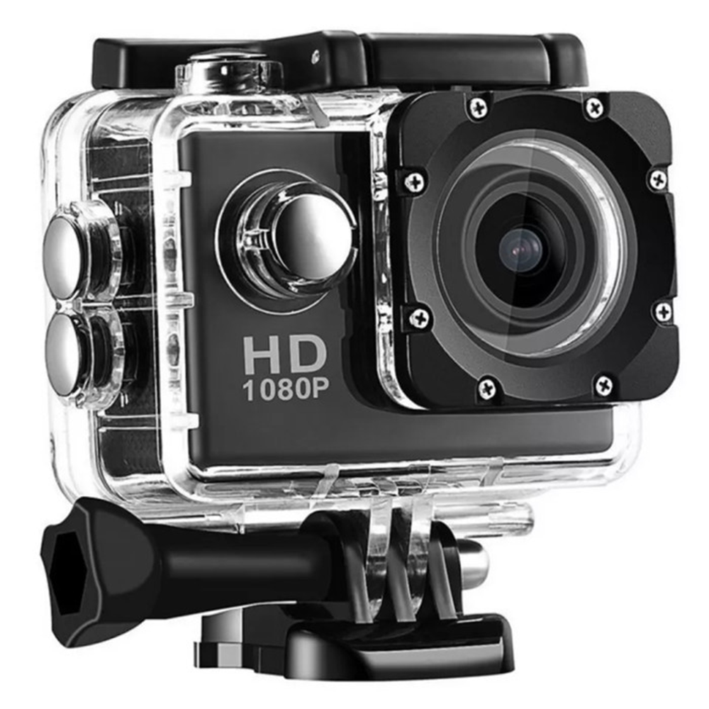 Sports 1080P Full HD 2MP Action Camera - Black 