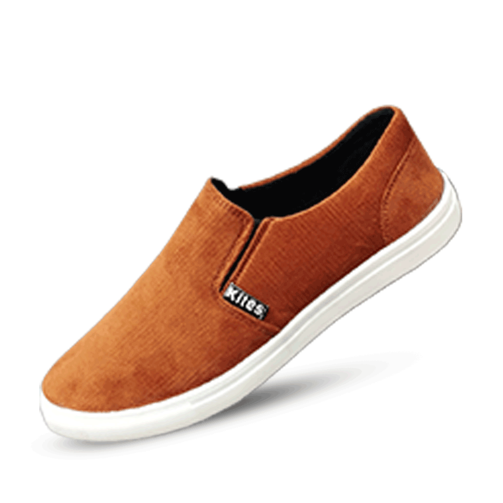 Kites Corduroy Fabric Light Casual Canvas Shoe For Men - Orange - SK1070