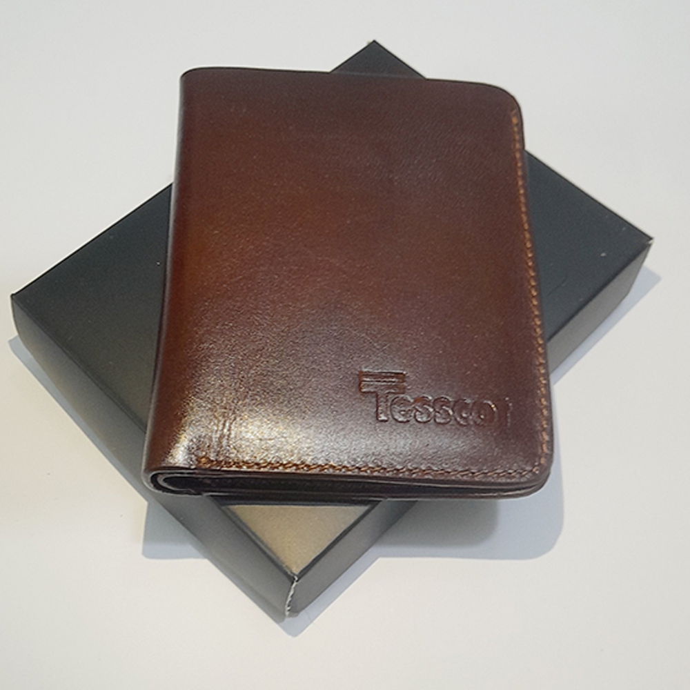 Tesscot Leather Short Wallet For Men - Chocolate - KOCH-1301