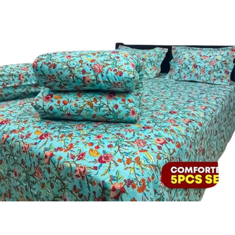 Combo of 5Pcs Twill  Cotton Comforter Set - Multicolor - CFS-238