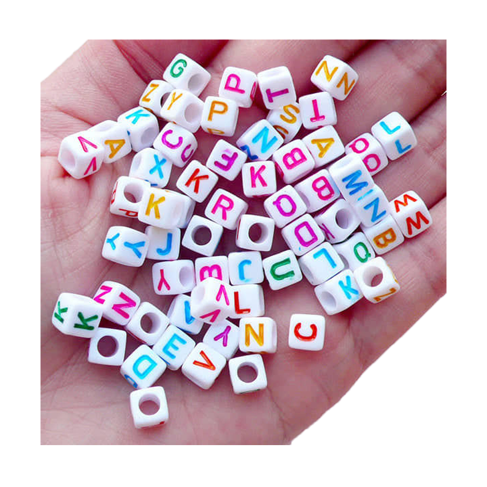 White Square Neon letter Alphabet Beads - 100pcs - SA000CRFT060