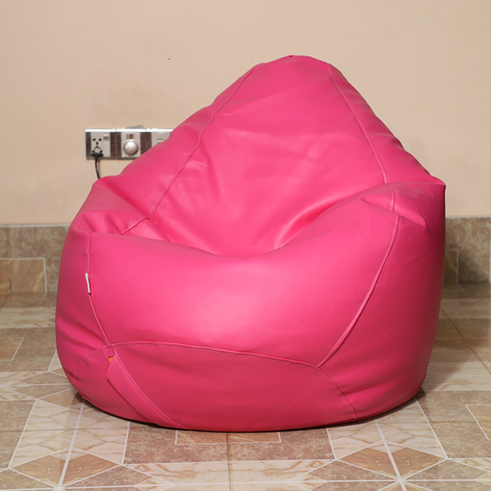 Leather Bean Bag XXL With Extended Back Support - Pink - APL2PN