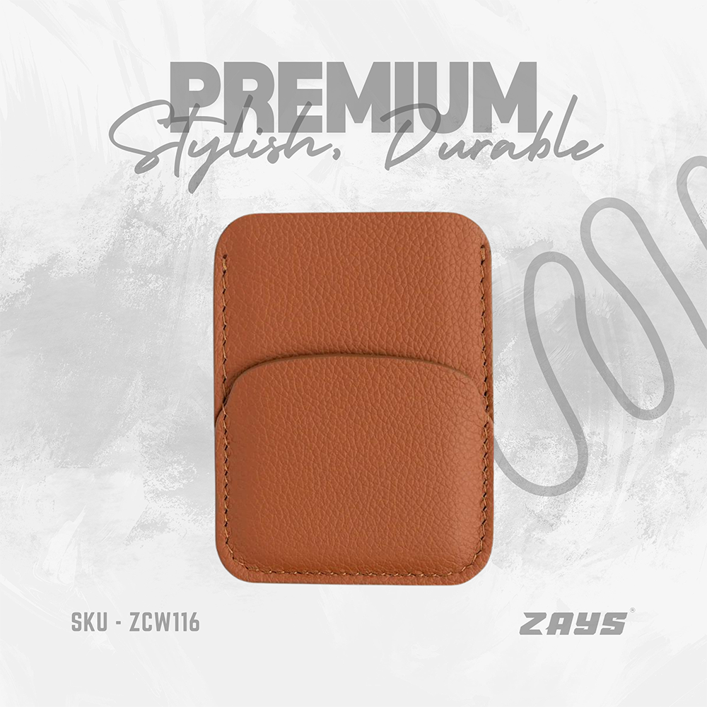 Zays Leather Handcrafted Mini Card Holder Wallet - Brown - ZCW116