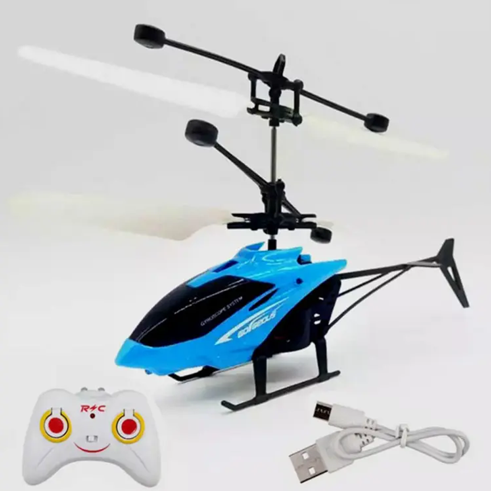 Plastic Infrared Sensor Hand Induction Helicopter For Kids - Blue