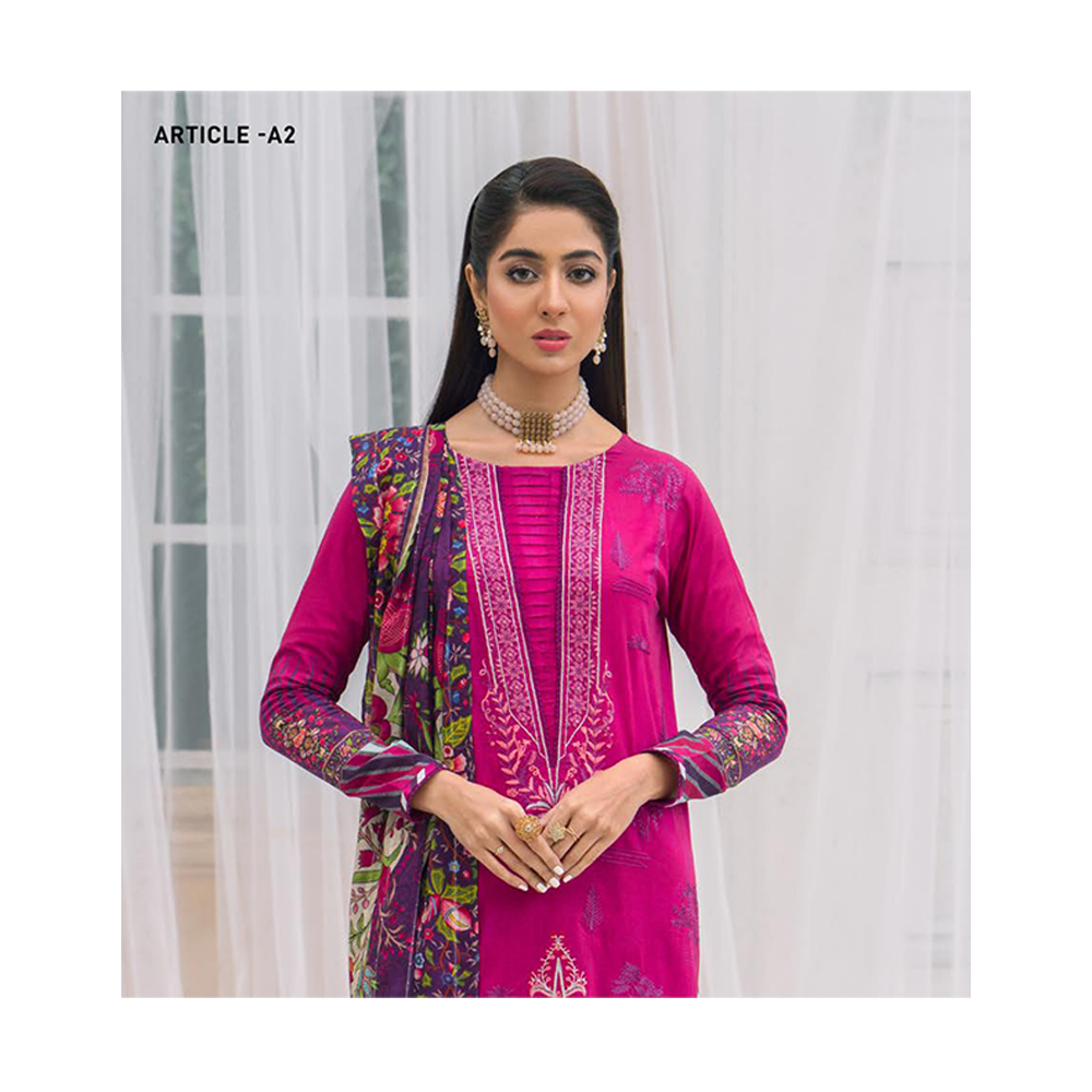 MORJA Unstitched Embroidered Salwar Kameez For Women - A2 - Pink