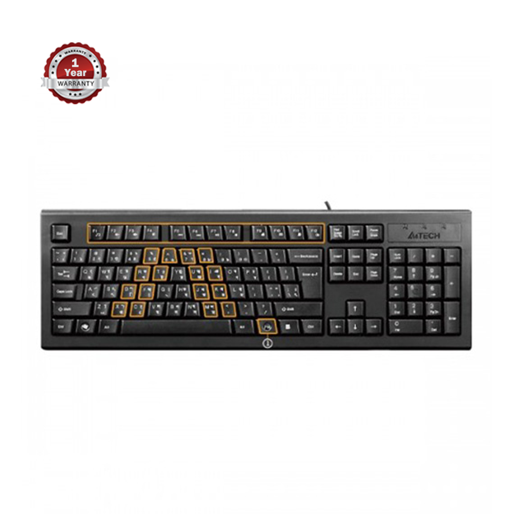 A4tech KRS-85 FN-Hotkeys Wired Multimedia Keyboard With Bangla Layout - Black