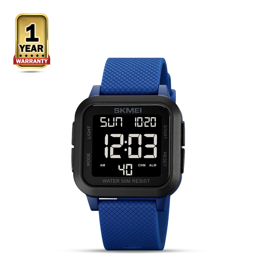 SKMEI 1894 PU Square Sports Waterproof Watch For Men - Black and Blue