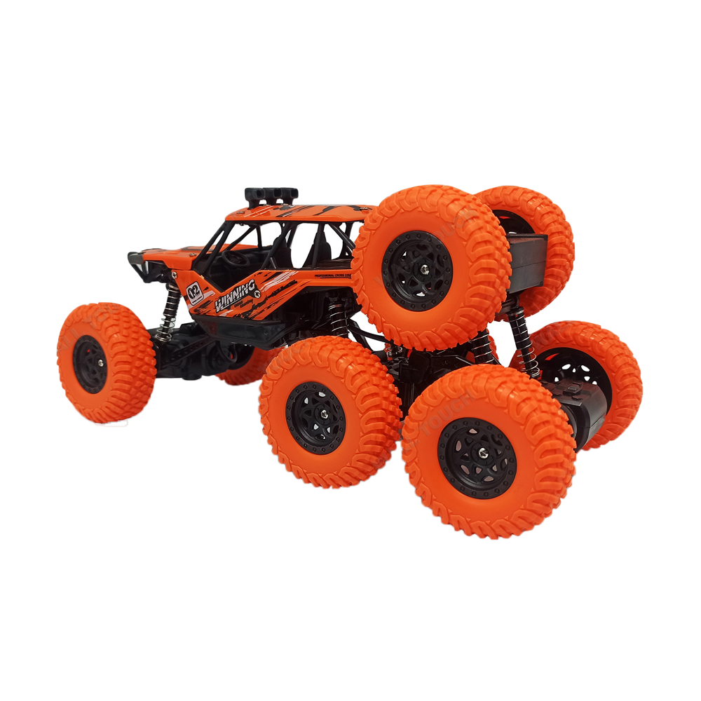 Plastic 360 Degree Remote Control Stunt Car Toy - Black and Orange - 164994626