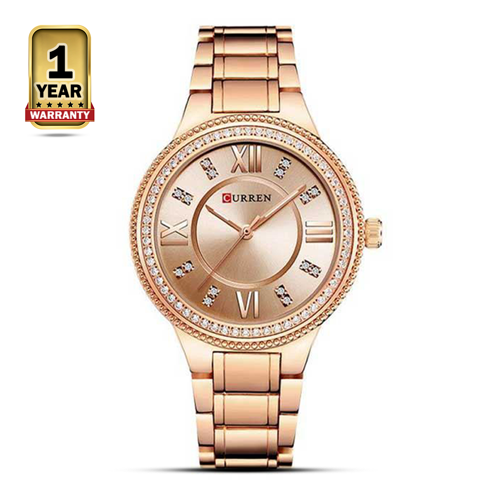 Curren 9004 Stainless Steel Wrist Watch for Women - Rose Gold