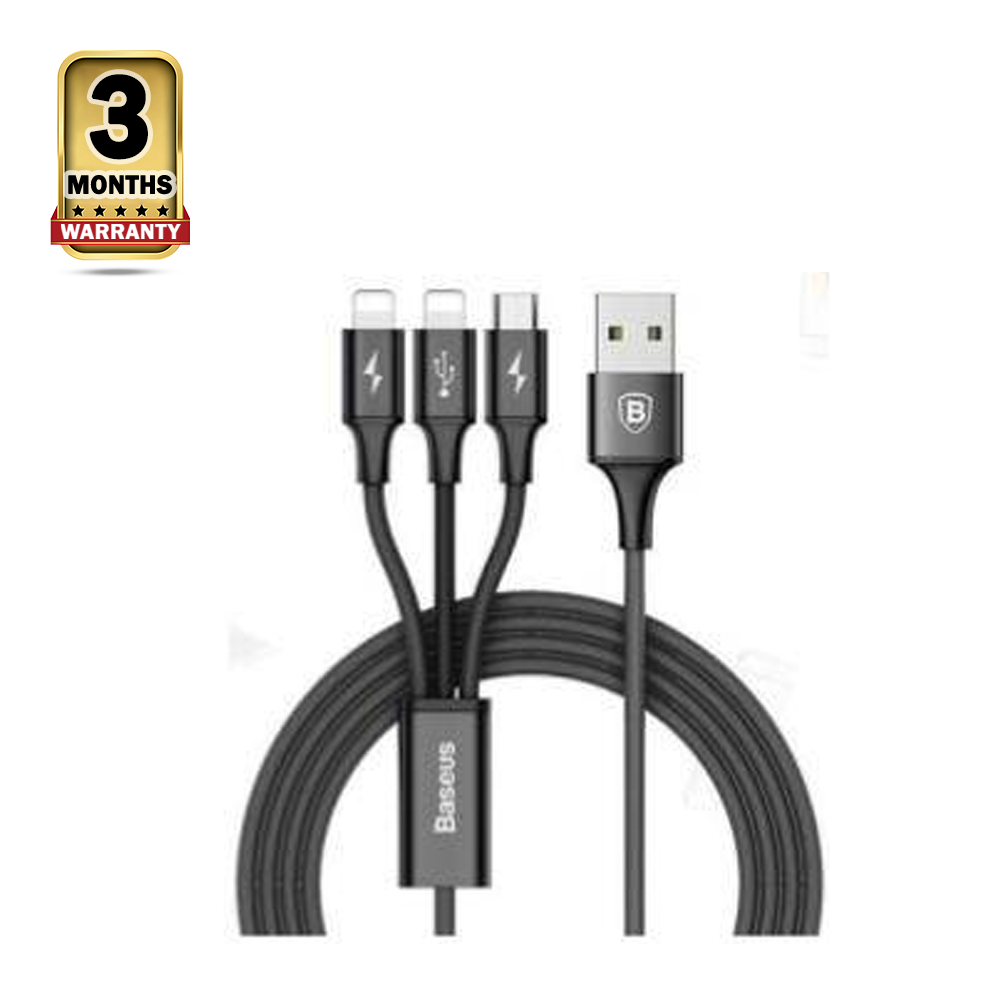 Baseus CAMLL-SU01 3 In 1 Micro And Dual Lightning Cable - Black