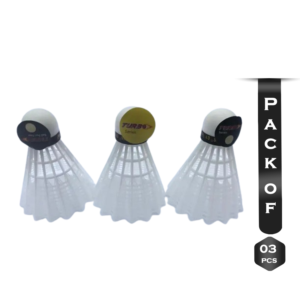 Pack of 3 Pcs TURBO Super Grade Badminton Shuttlecock 